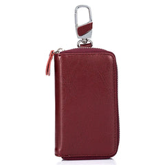 Large Capacity Leather Key Wallet Zipper Hanging Keychain