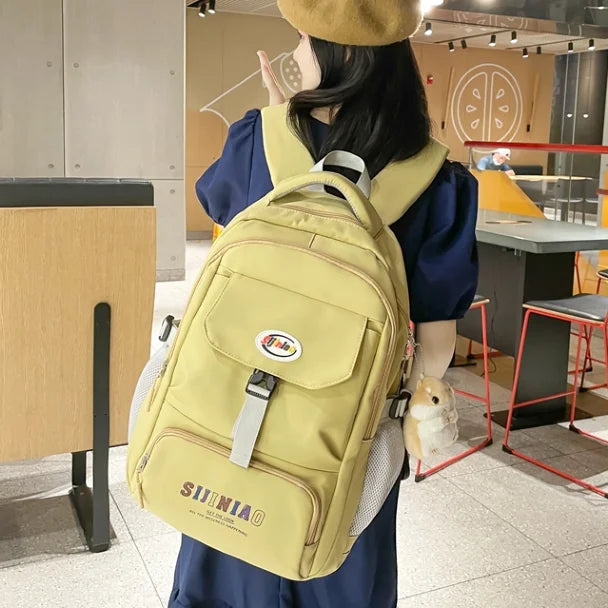 Large Capacity Women's Backpack Plaid School Bag Anti Theft Rucksack
