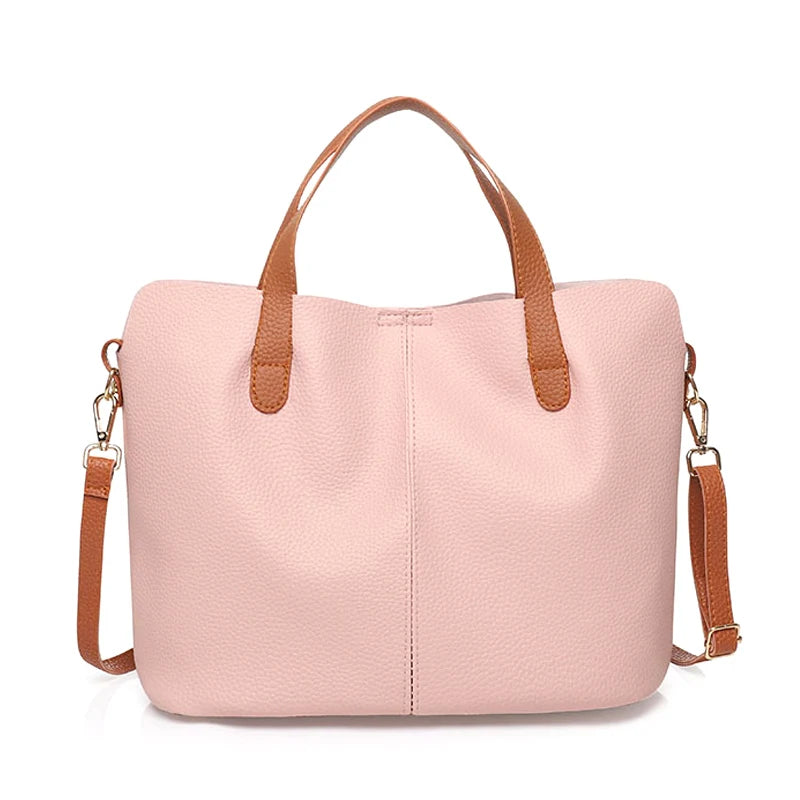 Large Capacity Women's PU Leather Shoulder Bag Lady Purse Retro Tote