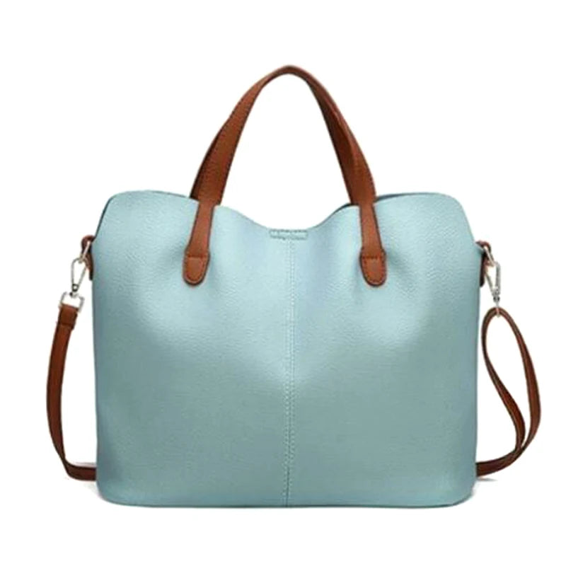 Large Capacity Women's PU Leather Shoulder Bag Lady Purse Retro Tote