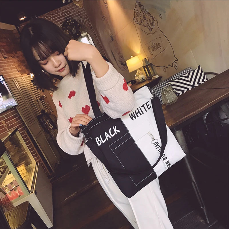 Canvas Shoulder Bag Large Capacity Casual Messenger Handbag