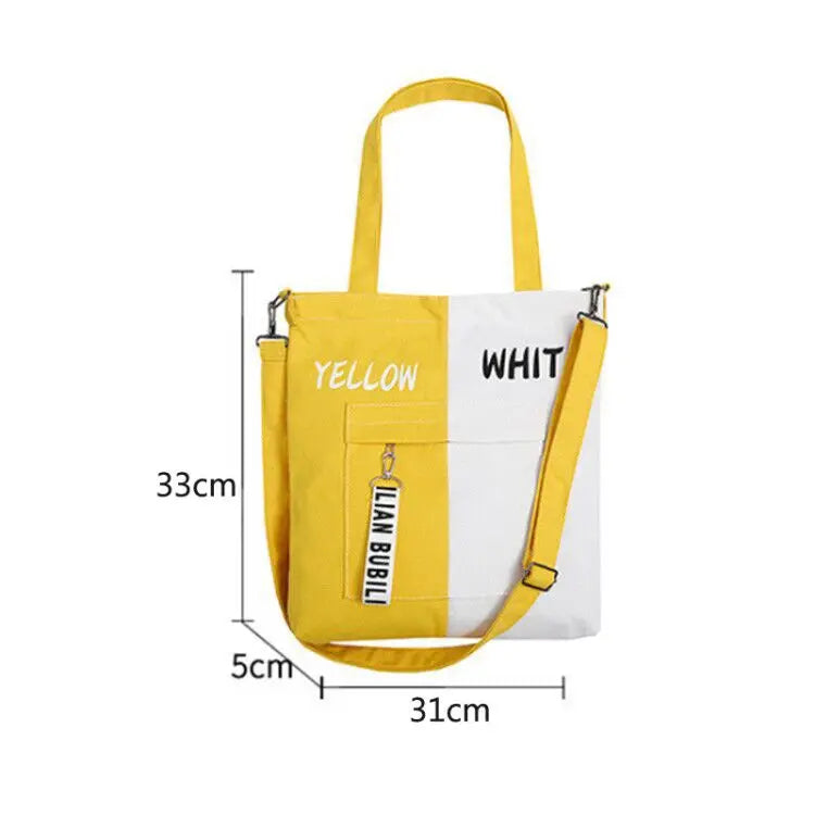 Large Capacity Women's Canvas Bag Casual Shoulder Bag Zipper Handbag