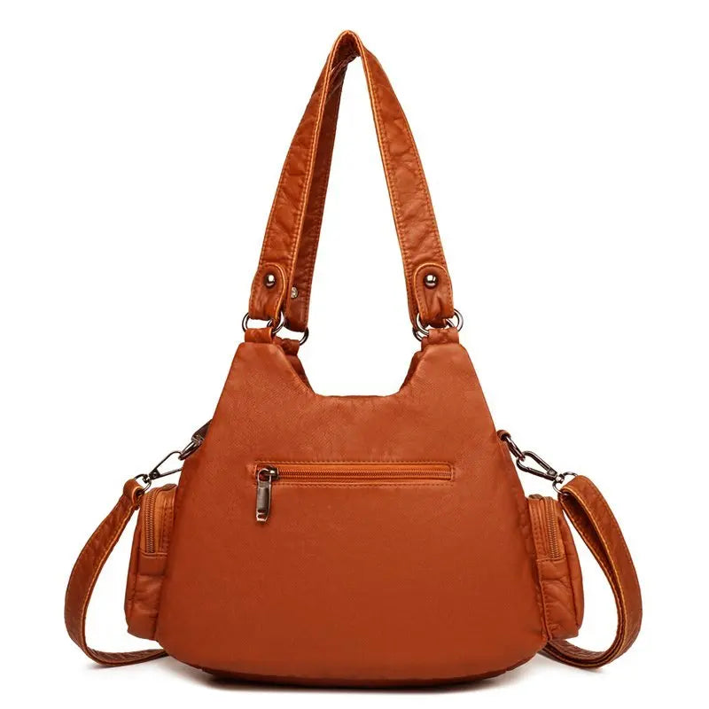Large Capacity Soft Leather Shoulder Bag Multifunction Messenger Bag