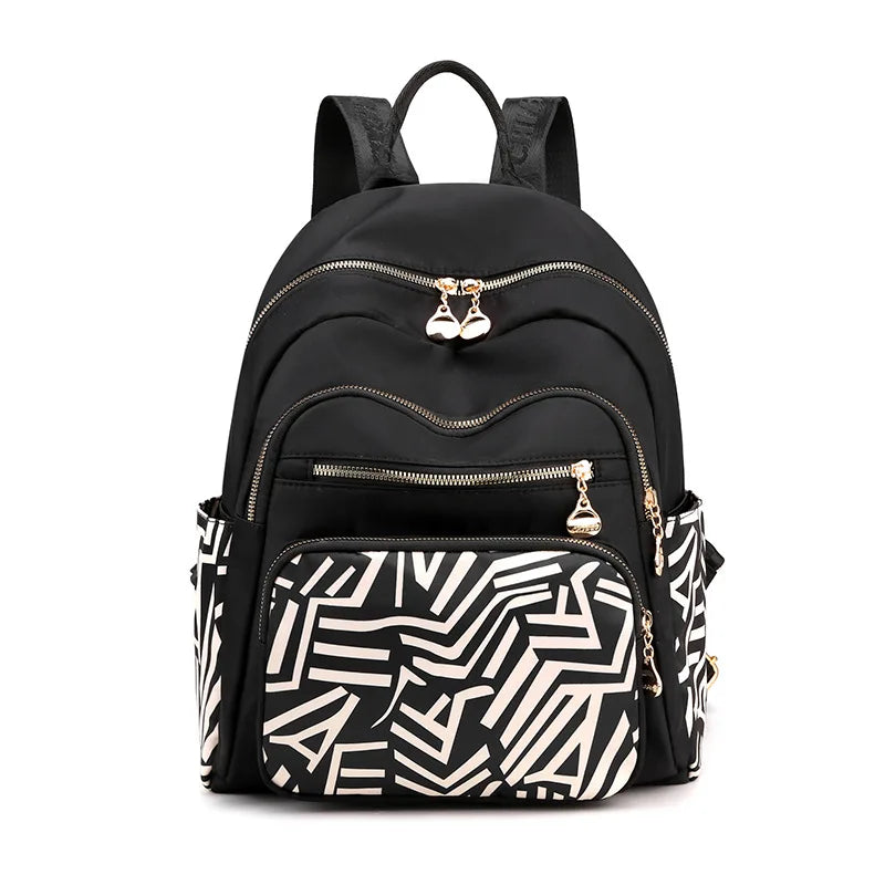 Large Capacity Women's Nylon Print Backpack Shoulder Tote Handbags