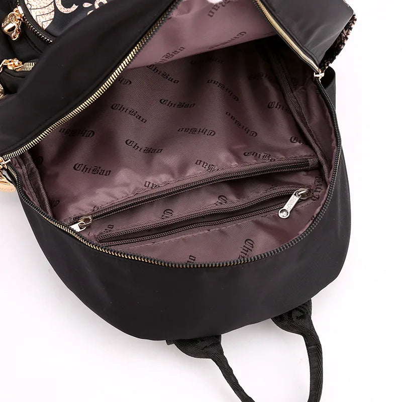 Large Capacity Women's Nylon Print Backpack Shoulder Tote Handbags