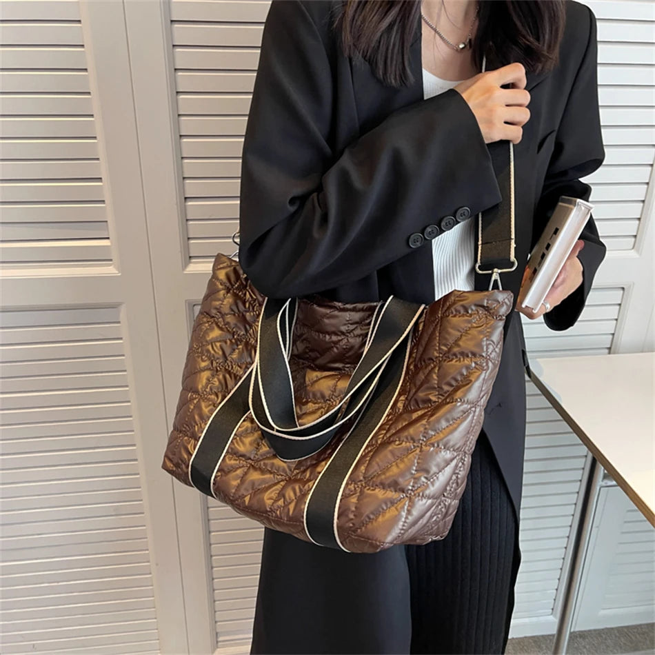 Large Capacity Women's Padded Handbags Cotton Shoulder Cross