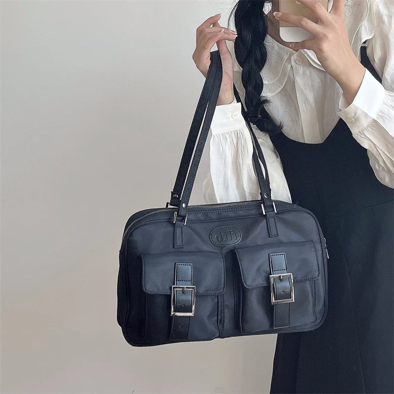 Large Capacity Women's Shoulder Bag Double Pockets Casual Tote Bags