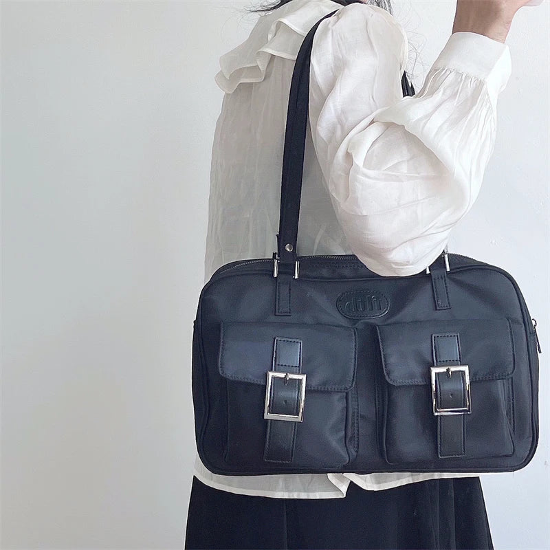 Large Capacity Women's Shoulder Bag Double Pockets Casual Tote Bags