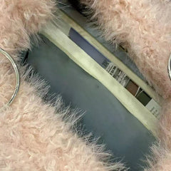 Large Women's Shoulder Bag Faux Fur Plush Top-handle Bag for Girls