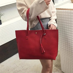 Large Capacity Women's Shoulder Bag Tote Bag With Tassel Handbag