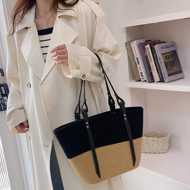 Large Capacity Beach Straw Tote Bags Women Shoulder Bags