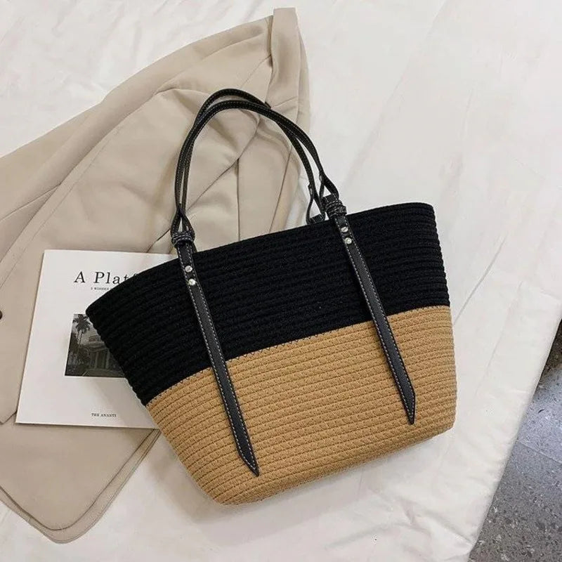Large Capacity Beach Straw Tote Bags Women Shoulder Bags
