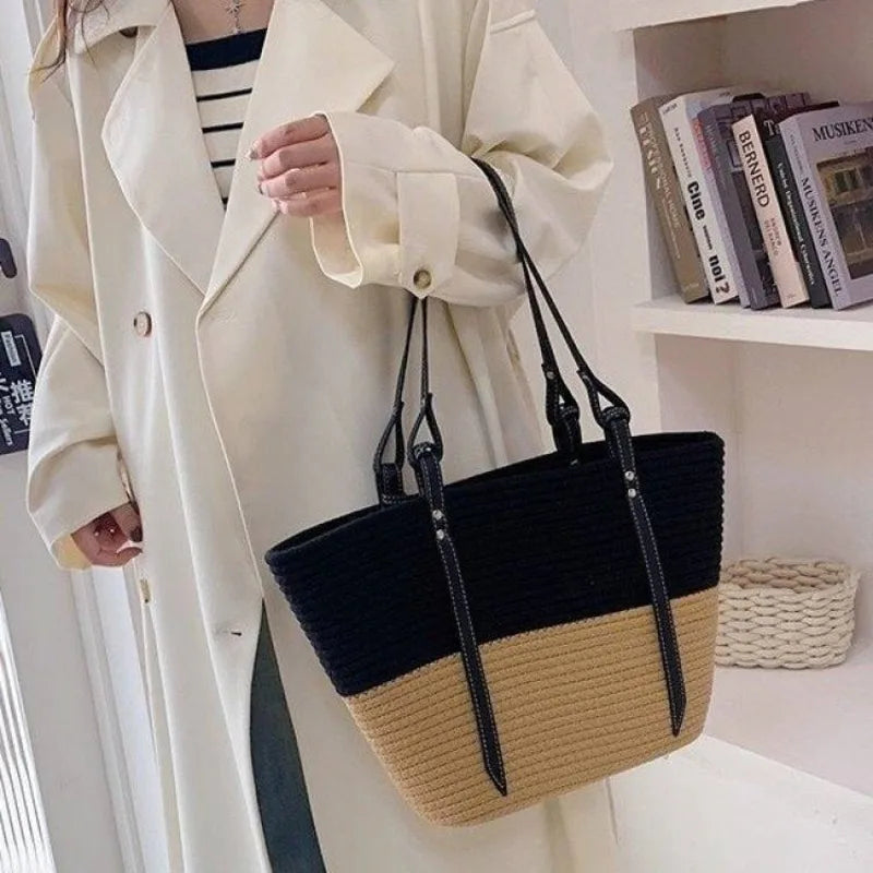 Large Capacity Beach Straw Tote Bags Women Shoulder Bags