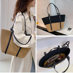 Large Capacity Beach Straw Tote Bags Women Shoulder Bags