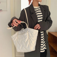 Large Down Fabric Cotton Shoulder Bags for Women Winter Casual