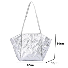 Large Down Fabric Cotton Shoulder Bags for Women Winter Casual