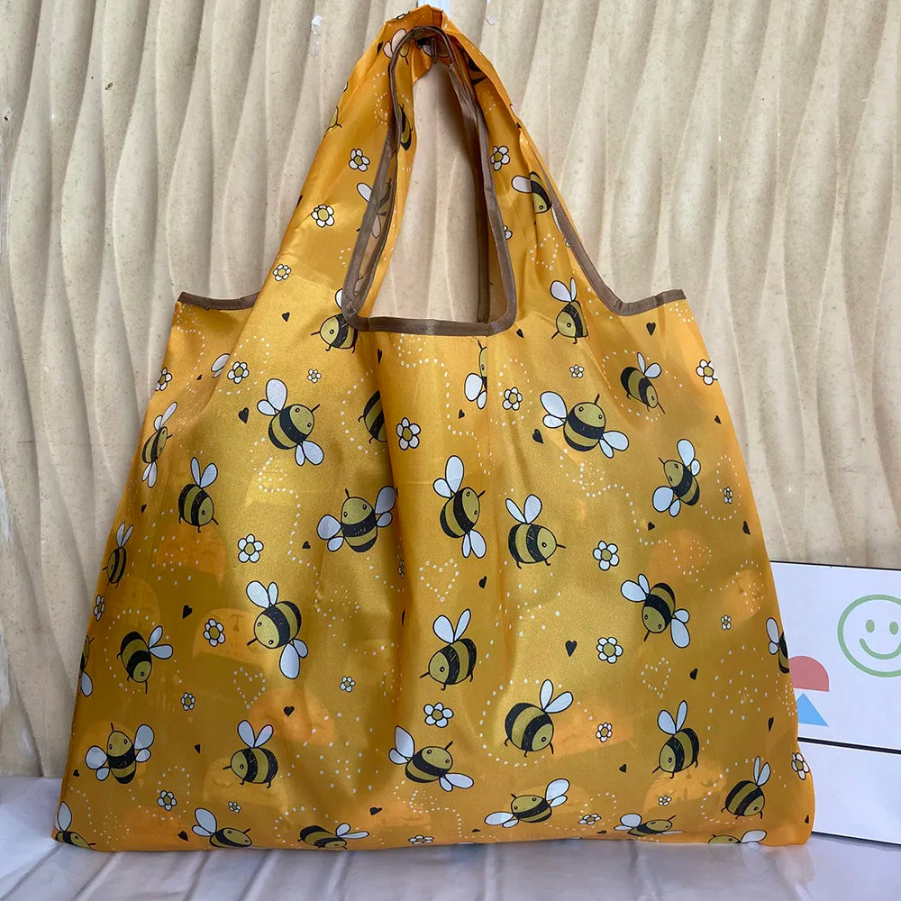Large Folding Shopping Bags Reusable Portable Handbags Travel Shoulder Bags