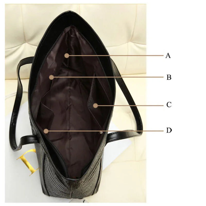 Crocodile Pattern Shoulder Bag for Women Pu Leather Tote Handbag