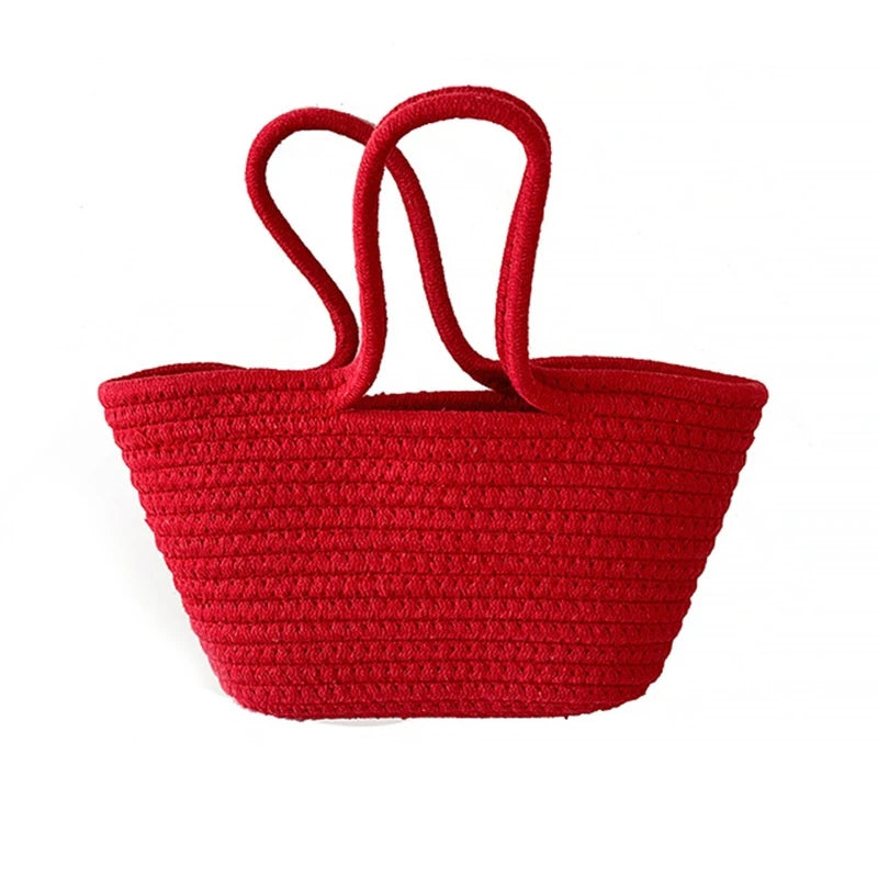Large Handbag Shoulder Bag Boho Basket Bag Handle Tote Summer Beach Bag