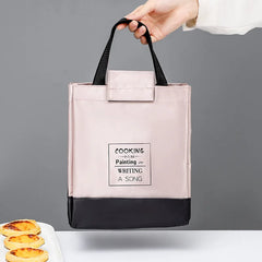 Pink Insulated Lunch Bag for Women, Durable Bento Pouch Thermal Tote