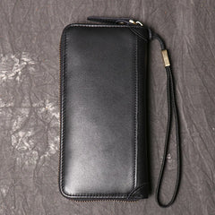 Cowhide Man Clutch Bag Soft Leather Long Wallet 6.5 Inch Mobile P