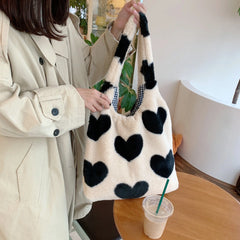 Large Plush Shoulder Bag for Women Fluffy Fur Tote Bag