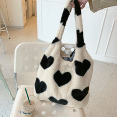 Large Plush Shoulder Bag for Women Fluffy Fur Tote Bag