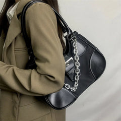 Retro PU Leather Shoulder Bag for Women Chain Messenger Handbag