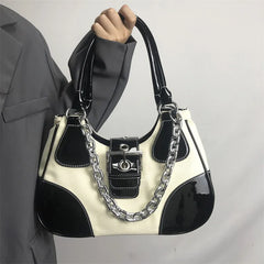 Retro PU Leather Shoulder Bag for Women Chain Messenger Handbag