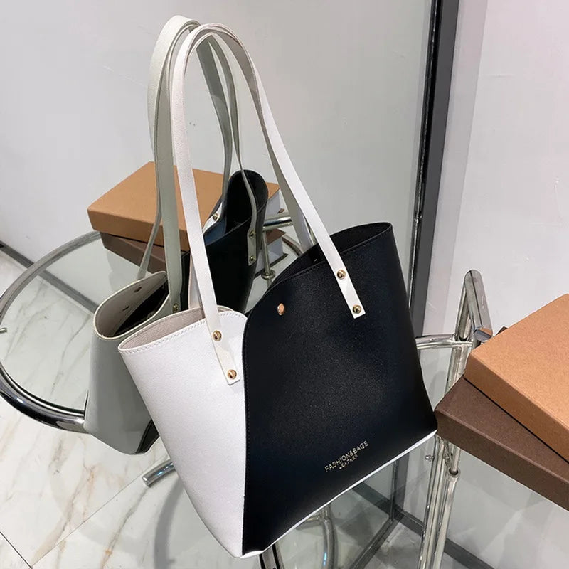 Large Capacity Pu Leather Tote Bag Women Shopping Handbag Ladies Shoulder Bag
