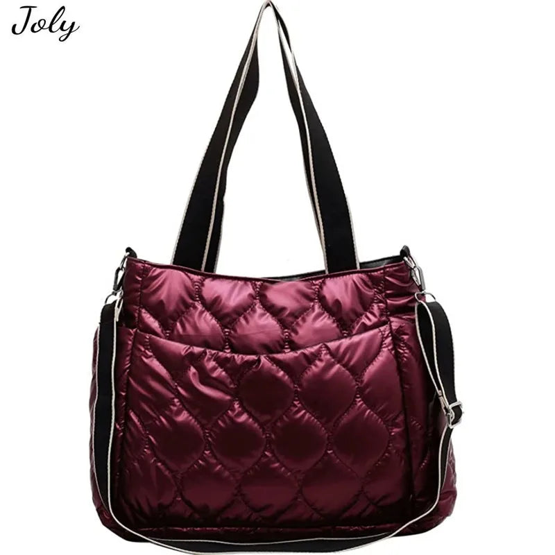 Large Quilted Shoulder Bag Women's Handbag Padded Top-handle Bag