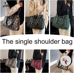 Large Quilted Shoulder Bag Women's Handbag Padded Top-handle Bag