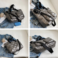 Women's Padded Shoulder Bag Winter Totes Striped Space Crossbody Handbag