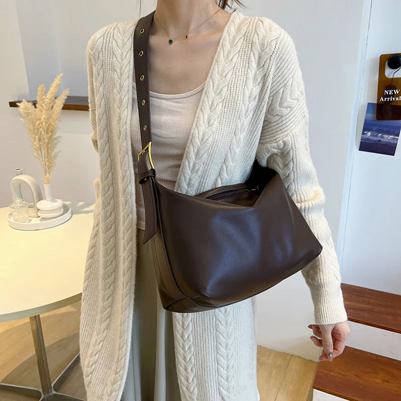 Soft Leather Bucket Crossbody Bag Retro Women's Handbag