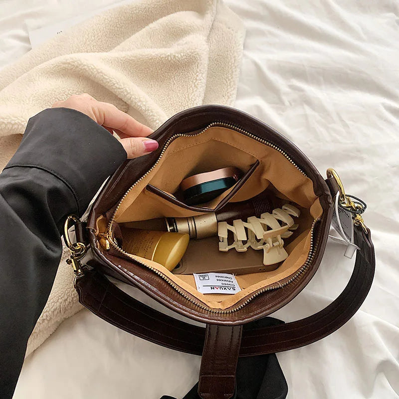 Vintage Soft Leather Crossbody Bag for Women