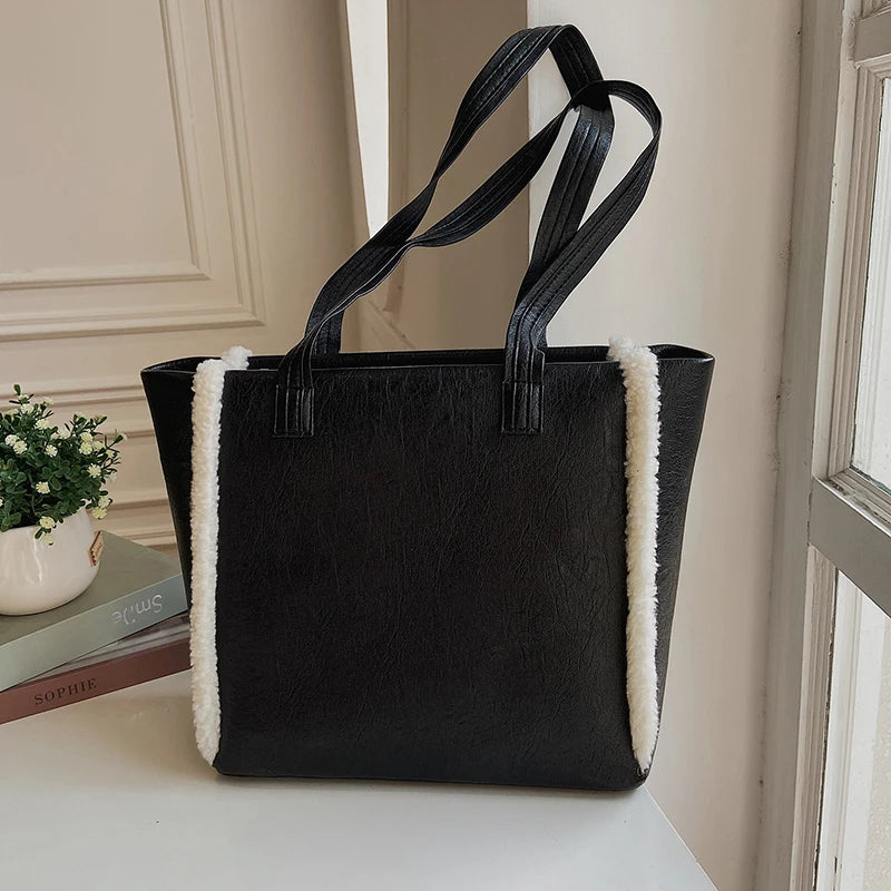 Large Soft Leather Shoulder Bags for Women Big Size Shopper Bag Tote Bag