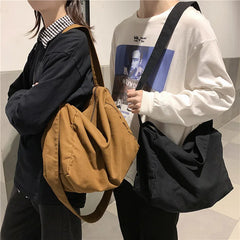 Large Canvas Hobo Bag Student Male Female Cotton Shoulder Bag
