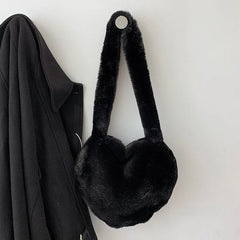 Plush Winter Tote Bag for Women Fluffy Fur Handbag