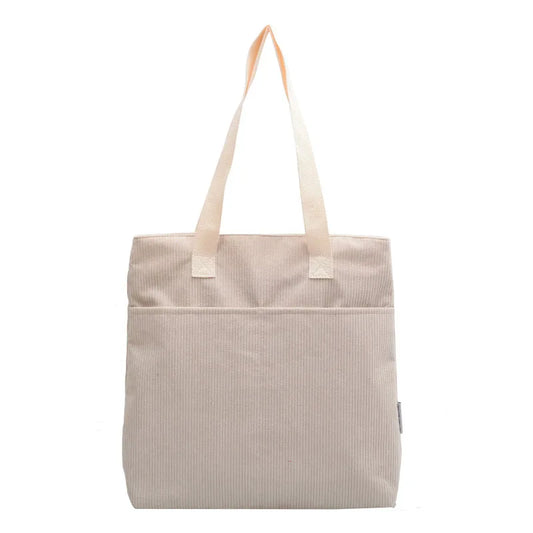 Corduroy Tote Bag for Women Kpop Girl Student Shoulder Shopping Eco Handbag