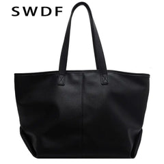Large Tote Shoulder Bags Vintage Women Soft PU Leather Handbags