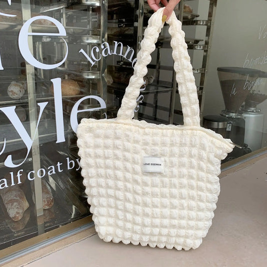 Canvas Shoulder Tote Bag for Women Cloud Bubbles Handbag
