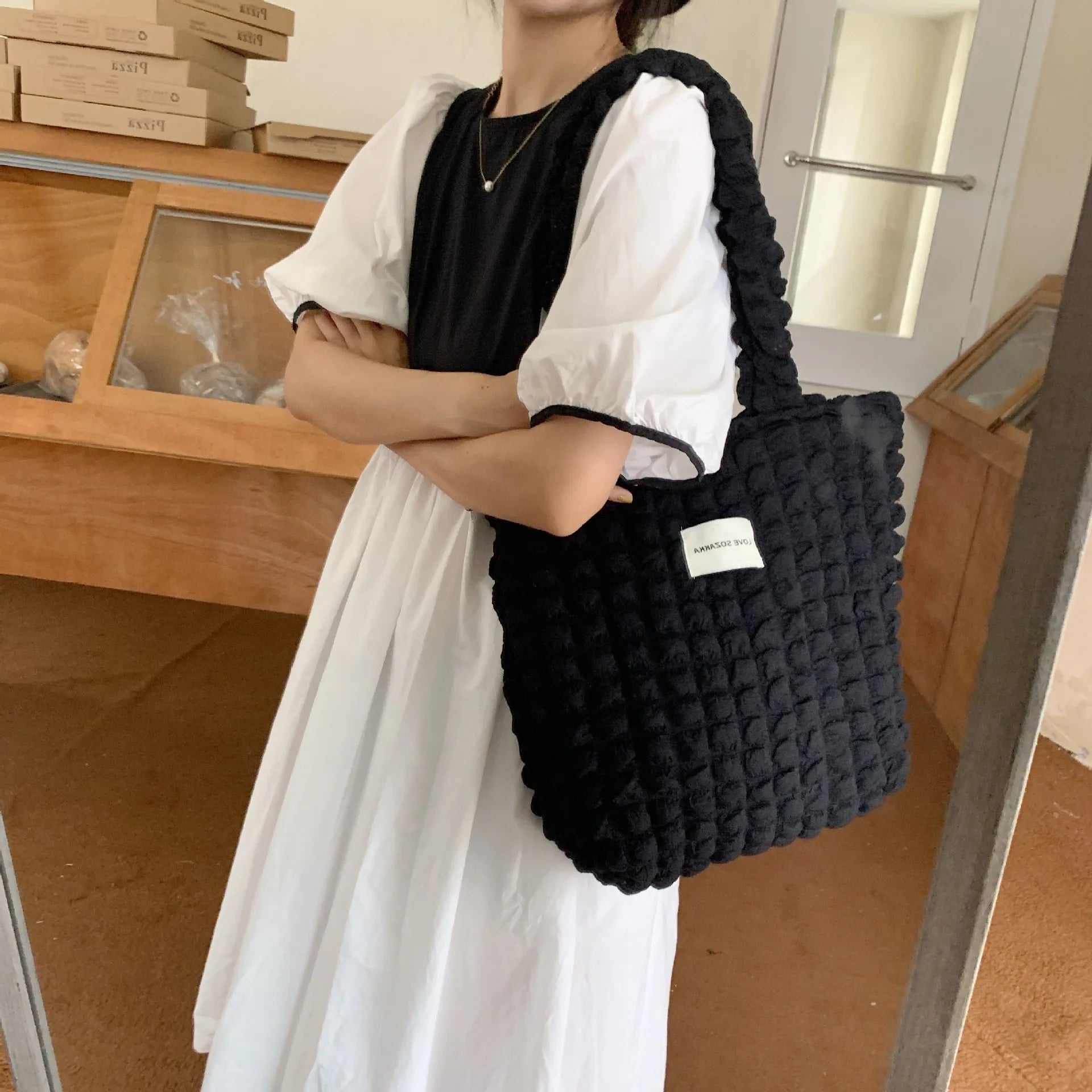 Canvas Shoulder Tote Bag for Women Cloud Bubbles Handbag