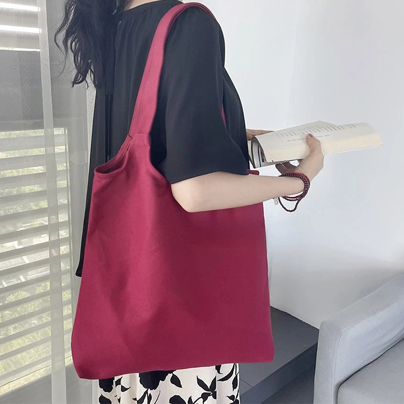 Large Women's Canvas Tote Shopping Bag Student Bookbag