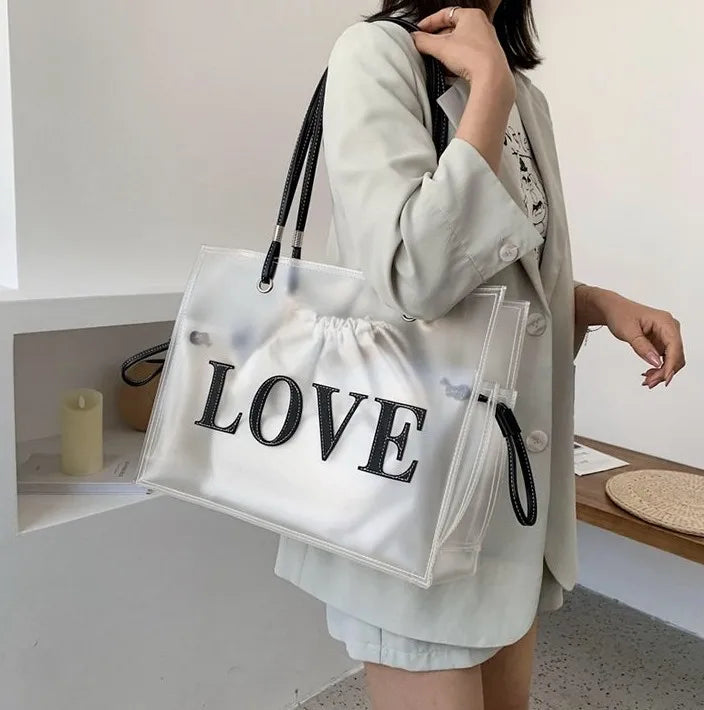 Large Capacity Transparent PVC Tote Bag for Women