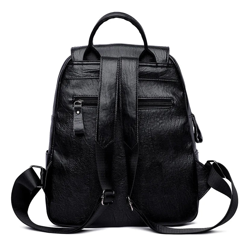 Large-capacity Women Backpack Soft Leather Anti-theft Backpack