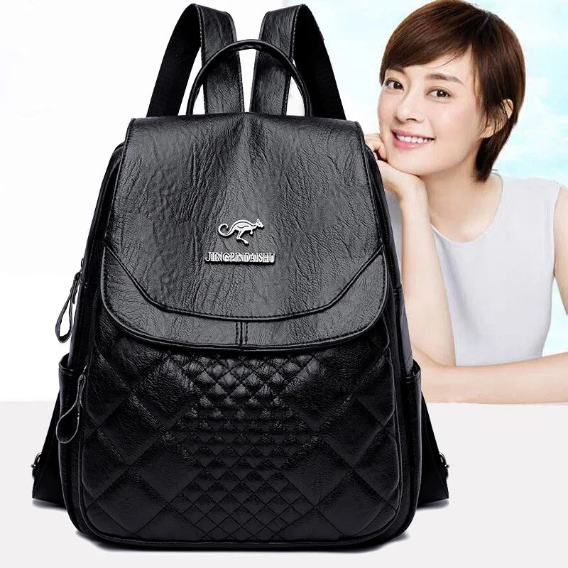 Large-capacity Women Backpack Soft Leather Anti-theft Backpack