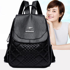 Large-capacity Women Backpack Soft Leather Anti-theft Backpack