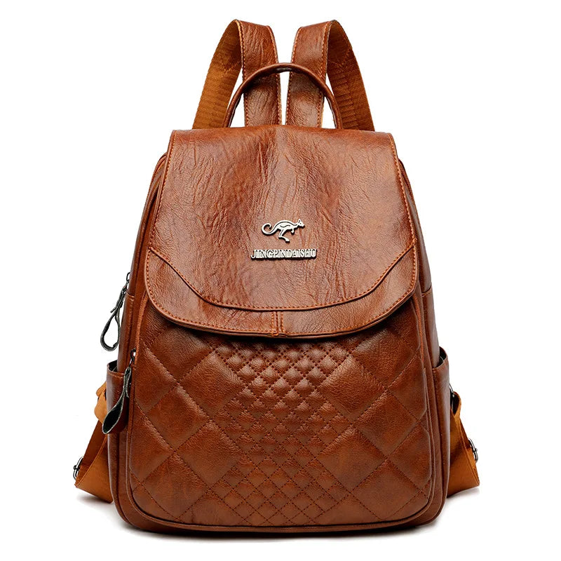 Large-capacity Women Backpack Soft Leather Anti-theft Backpack