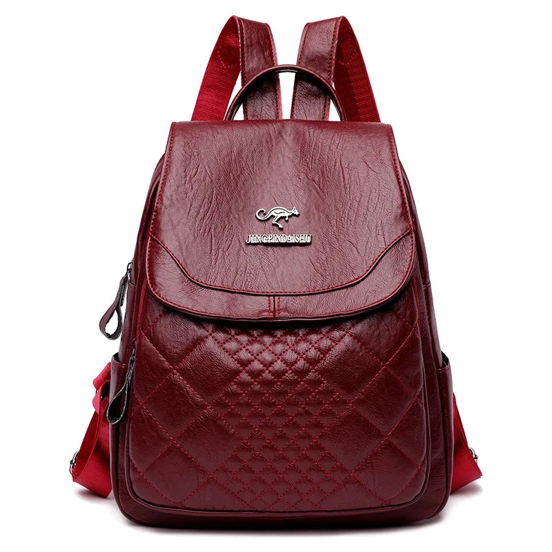 Large-capacity Women Backpack Soft Leather Anti-theft Backpack