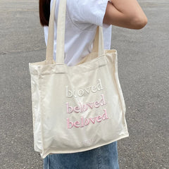 Large-capacity Canvas Shoulder Bag Women's Casual Letter Handbag